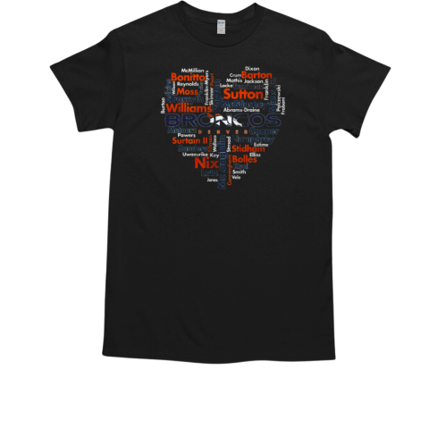 Denver Broncos Heart Players Name 2024 T-Shirt