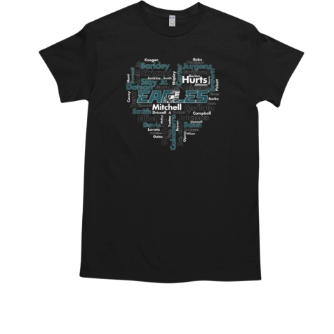 Heart Philadelphia Eagles Hurt Players Teams 2024 T-Shirt