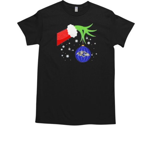 The Grinch Ornament Baltimore Ravens Christmas 2024 T-Shirt