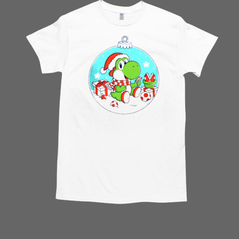 Santa dino snow globe Christmas T-Shirt