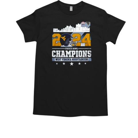 2024 Frisco Bowl Champions West Virginia Mountaineers Skyline Helmet T-Shirt