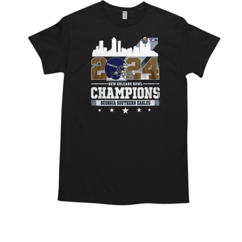 2024 New Orleans Bowl Champions Georgia Southern Eagles Skyline Helmet T-Shirt