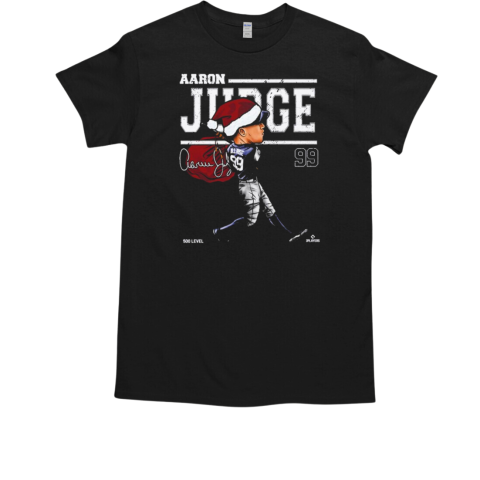 Aaron Judge New York Yankees MLB Baseball Cartoon Santa Hat Signature T-Shirt