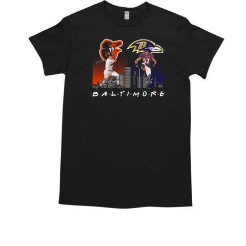 Baltimore Orioles Baltimore Ravens Skyline Signautres T-Shirt