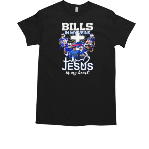 Buffalo Bills In My Veins Jesus In My Heart Players Signatures 2024 T-Shirt