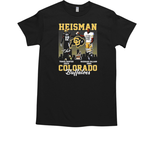 Colorado Buffaloes Heisman Travis Hunter Rashaan Salaam skyline signatures T-Shirt