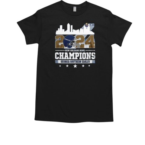 Georgia Southern Eagles New Orleans Bowl Champions 2024 Skyline Helmet T-Shirt