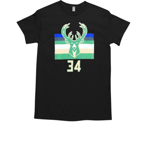 Giannis Antetokounmpo Milwaukee Bucks 34 logo T-Shirt