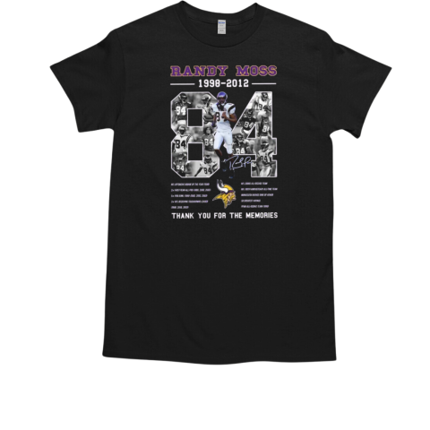 Randy Moss Minnesota Vikings 1998 2012 Thank You For The Memories Signature T-Shirt