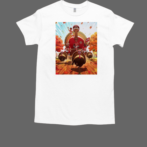 KC Chiefs gang riding turkey wagon Thanksgiving T-Shirt