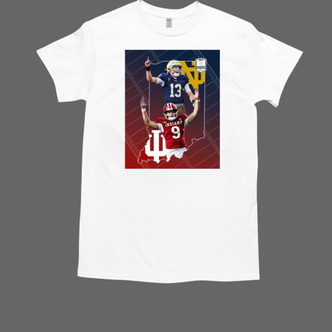 Poster Indiana Hoosiers At Notre Dame Fighting Irish The First Ever 12 Team CFP Friday T-Shirt