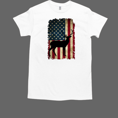 American Flag Deer Hunter Hunting Boyfriend Buckwear Gift T-Shirt