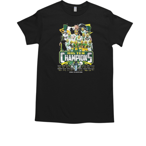 NCAA Oregon Ducks 2024 Big Ten Champions 45 37 All Players Signatures T-Shirt