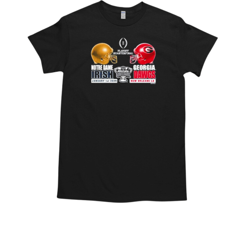 Georgia Dawgs Vs Notre Dame Irish 2025 Sugar Bowl Bound Match Up T-Shirt