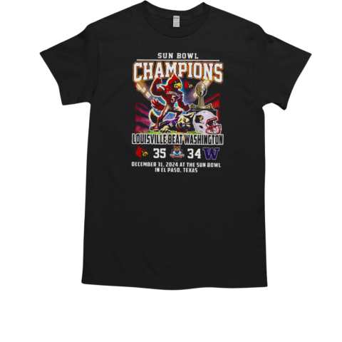 Louisville Cardinals Beat Washington Huskies Football Sun Bowl Champions 2025 Mascot T-Shirt