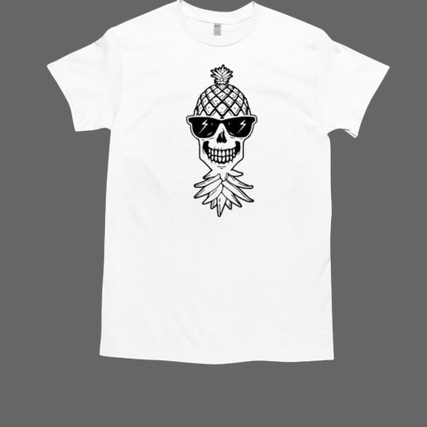 Official Upside Down Swinger Pineapple Skeleton Skull With Sunglasses T-Shirt