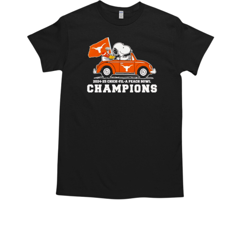 Snoopy driving 2024 25 Chick fil a Peach Bowl Champions Texas Longhorns T-Shirt