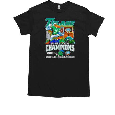 Tulane Green Wave 2024 Gasparilla Bowl Champions 2024 mascot T-Shirt