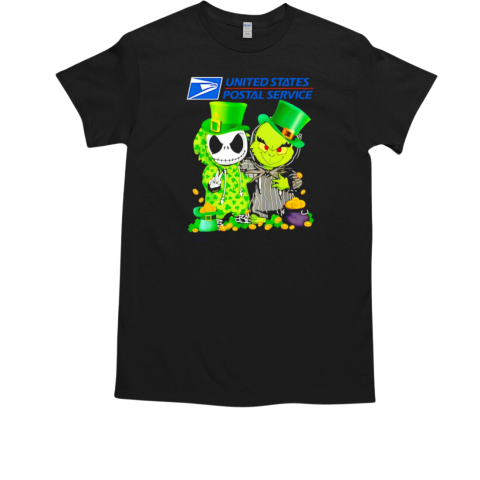 Jack Skellington and Grinch USPS Happy St Patrick's Day T-Shirt