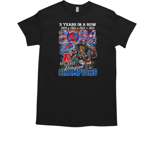 5 Years In A Row 2024 AFC East Division Champions For Buffalo Bills Mascot T-Shirt