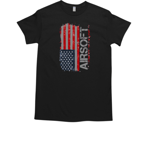 Official USA Flag Airsoft Shooting Sports Gun T-Shirt