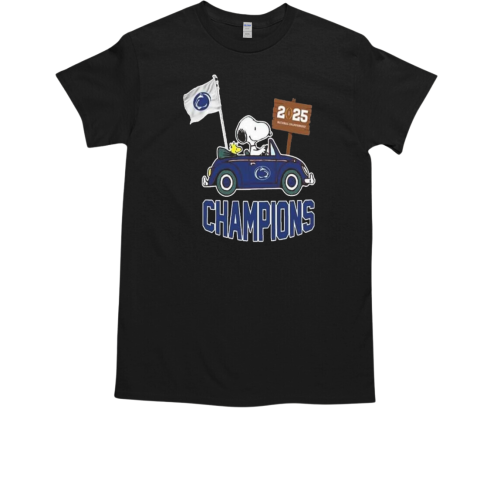 Snoopy And Woodstock Driving Car Notre Dame Fighting Irish National Bowl Champions College Football NCAA Season 2024 2025 T-Shirt