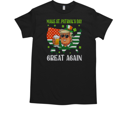 Nice Saint Patrick's Day Great Again Leprechaun Trump Beer T-Shirt