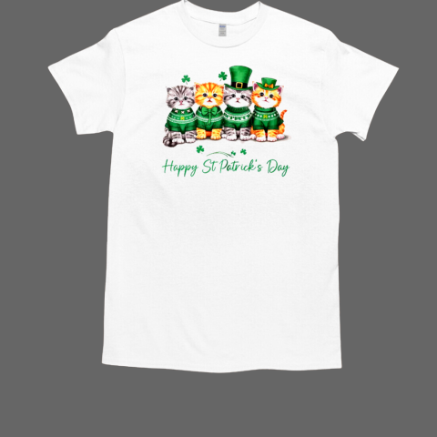 St Patrick's Day Cats Lucky Cat Festive Irish Cute Shamrocks T-Shirt