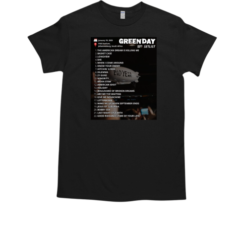 Green Day Bad Year Setlist 2025 Tour T-Shirt